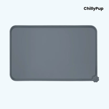 Grey silicone mat with 'ChillyPup' branding on a white background