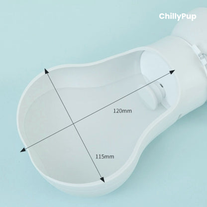 Measurement chart of the wide drinking area on the foldable water bowl