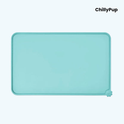 Teal silicone mat with 'ChillyPup' branding on a white background